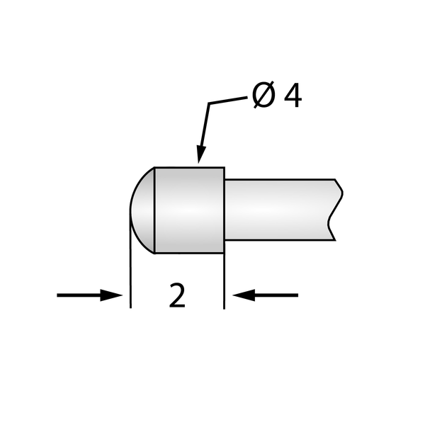 P156 Test Pin - Radius Convex Head, 250g Spring, 3A (Pack of 10)