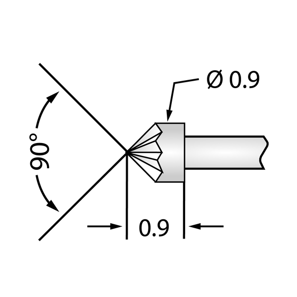 P50 Test Pin - 90° Convex Machined, 80g Spring (Pack of 10)