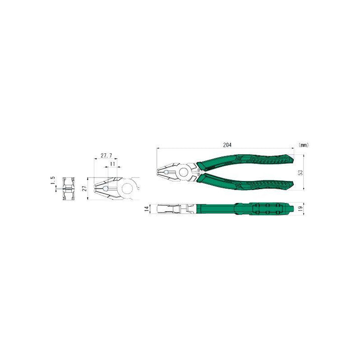 Engineer Plier PZ 59 10109 AC HT PZ 59 DIMENSIONS