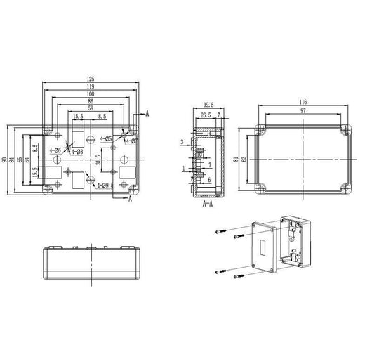 Plastron Cases ABS Plastic Enclosure EN SPE 10 47 Web EN SPE 10 47 Plastron ABS Enclosure Dims
